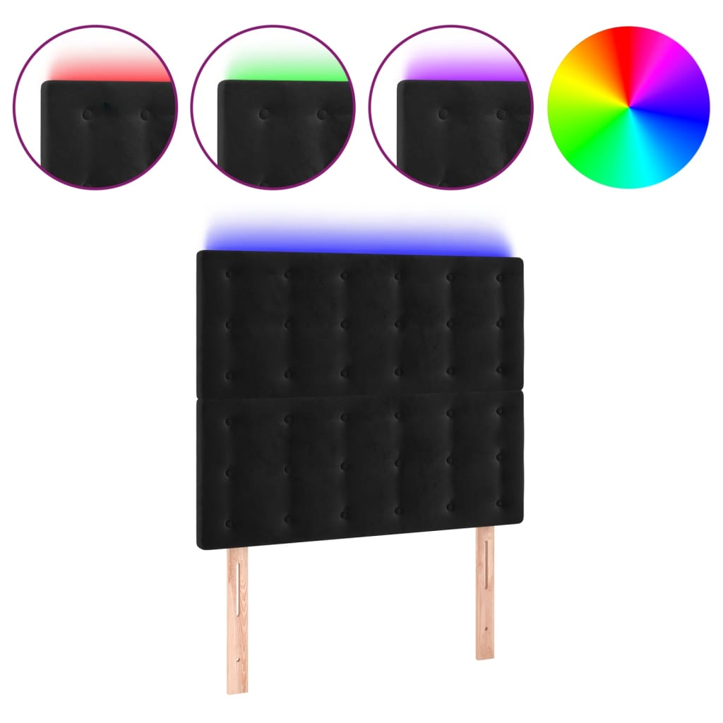 LED Headboard Black 100 cm Velvet
