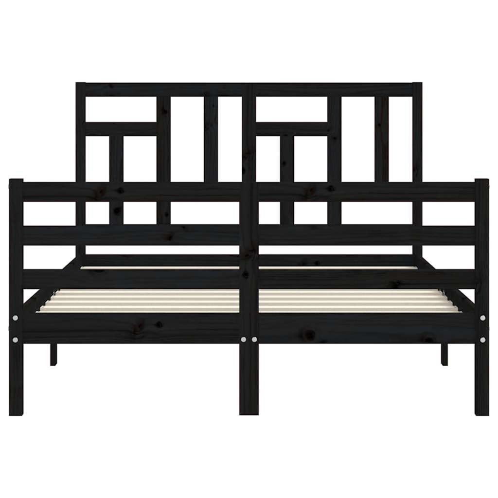 Bed Frame without Mattress Black 135x190 cm Solid Wood