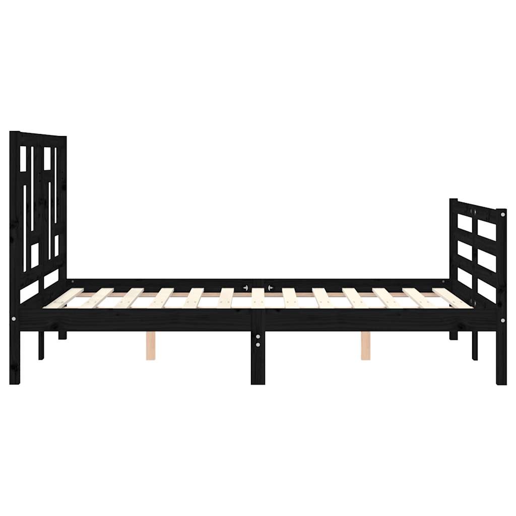 Bed Frame without Mattress Black 135x190 cm Solid Wood