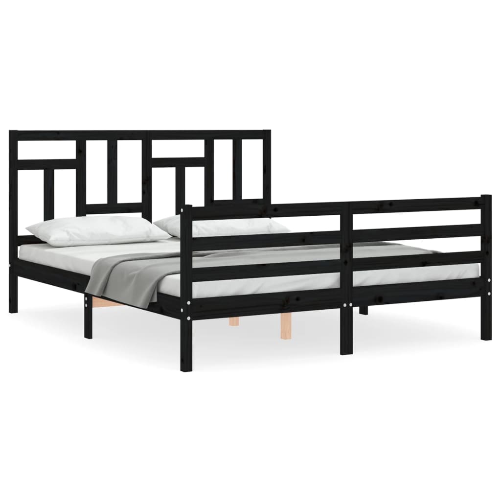 Bed Frame without Mattress Black 150x200 cm Solid Wood