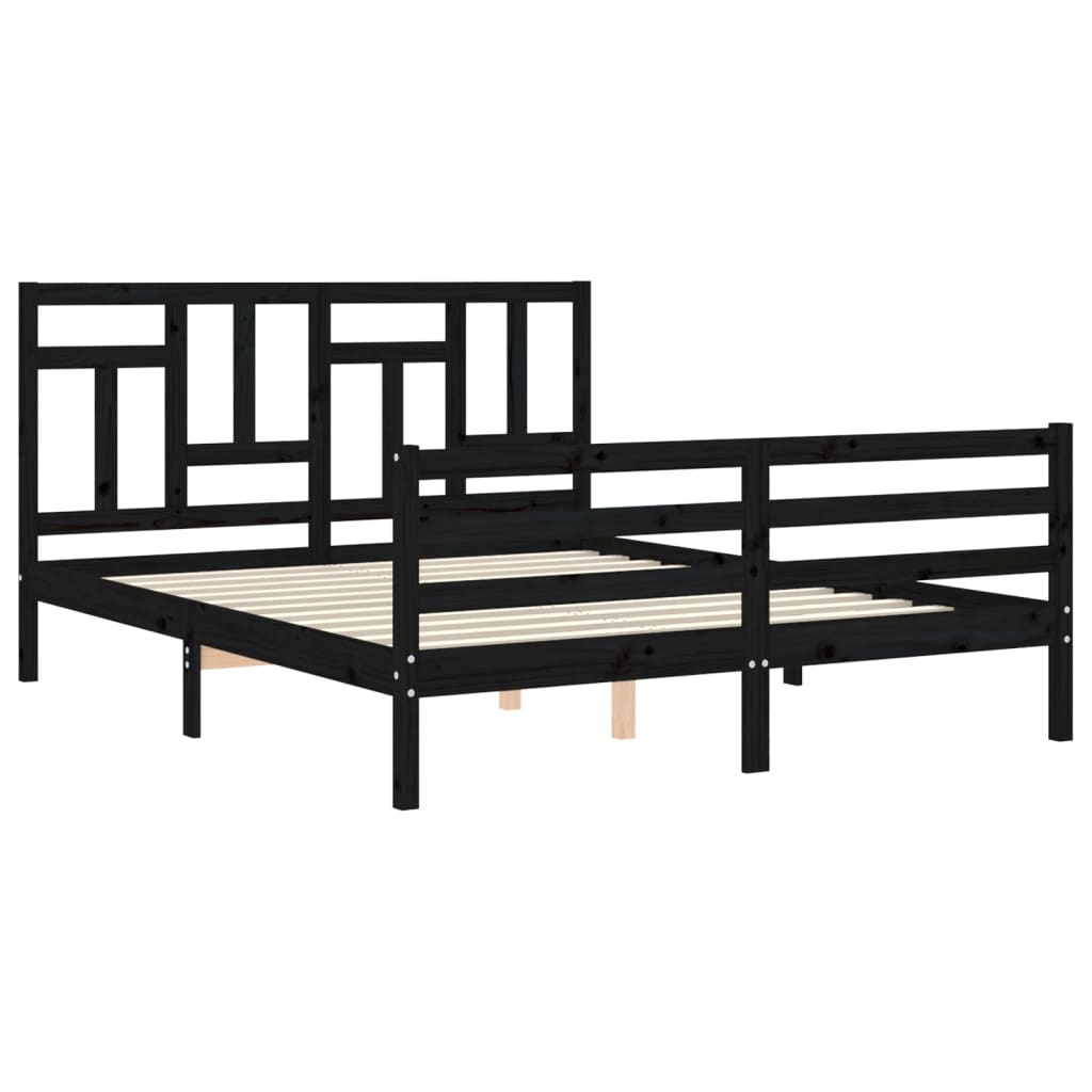 Bed Frame without Mattress Black 150x200 cm Solid Wood