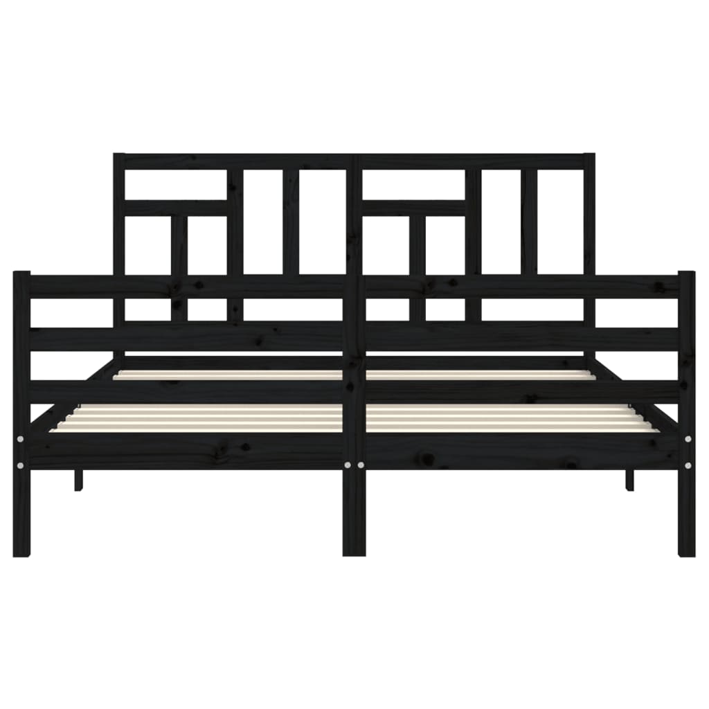 Bed Frame without Mattress Black 150x200 cm Solid Wood