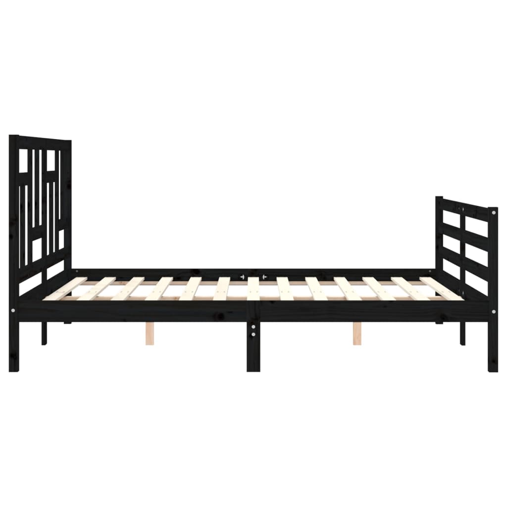 Bed Frame without Mattress Black 150x200 cm Solid Wood