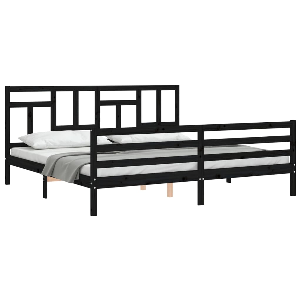 Bed Frame without Mattress Black 183x203 cm King Solid Wood