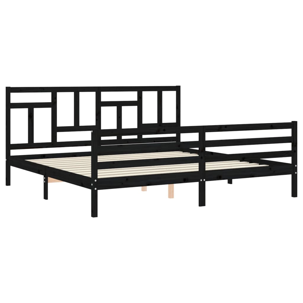 Bed Frame without Mattress Black 183x203 cm King Solid Wood