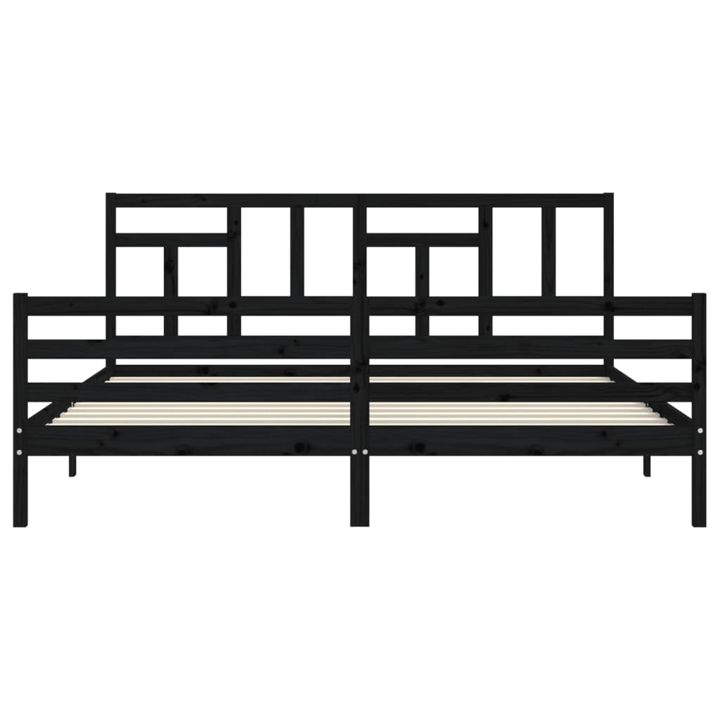 Bed Frame without Mattress Black 183x203 cm King Solid Wood
