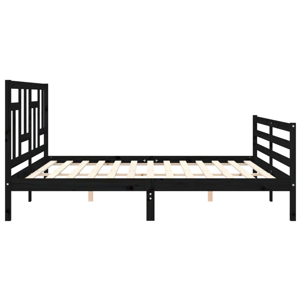 Bed Frame without Mattress Black 183x203 cm King Solid Wood