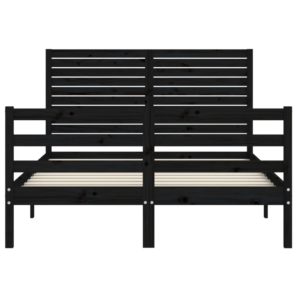 Bed Frame without Mattress Black 135x190 cm Solid Wood