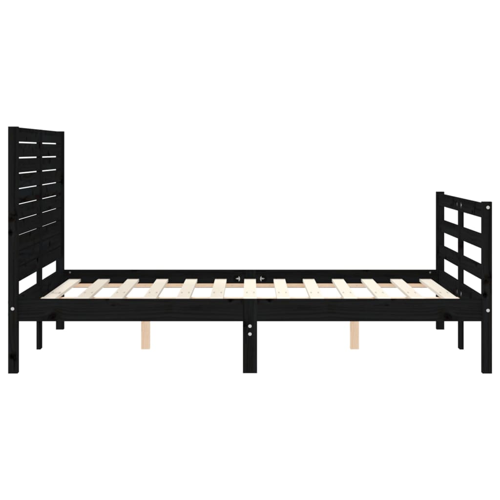 Bed Frame without Mattress Black 135x190 cm Solid Wood