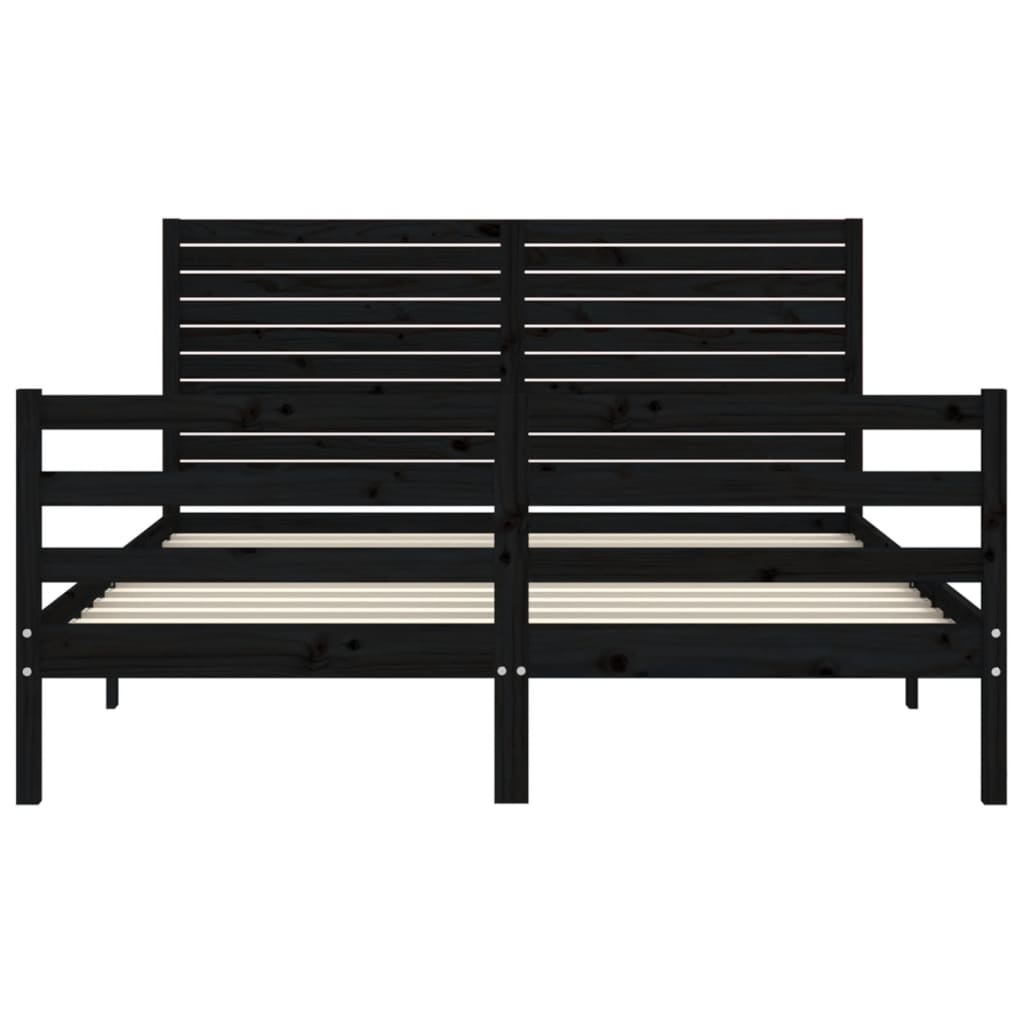 Bed Frame without Mattress Black 150x200 cm Solid Wood