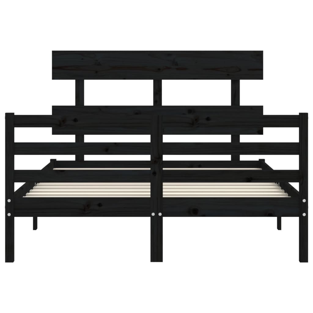 Bed Frame without Mattress Black 135x190 cm Solid Wood