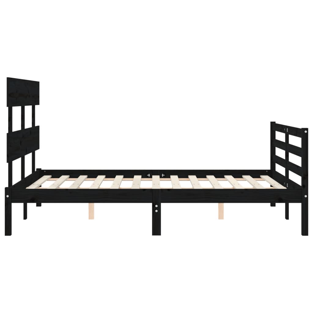 Bed Frame without Mattress Black 135x190 cm Solid Wood