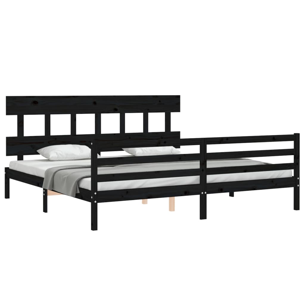 Bed Frame without Mattress Black 183x203 cm King Solid Wood