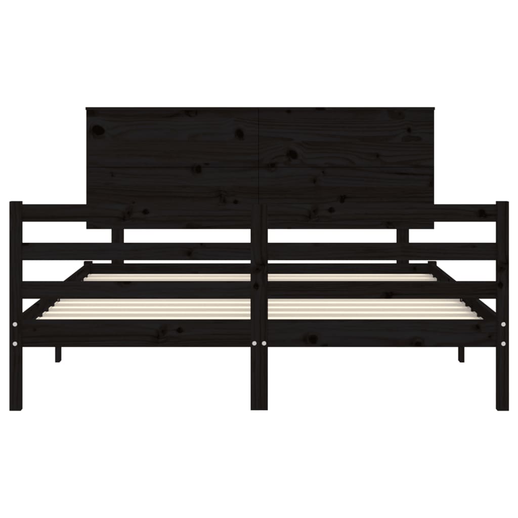 Bed Frame without Mattress Black 150x200 cm Solid Wood