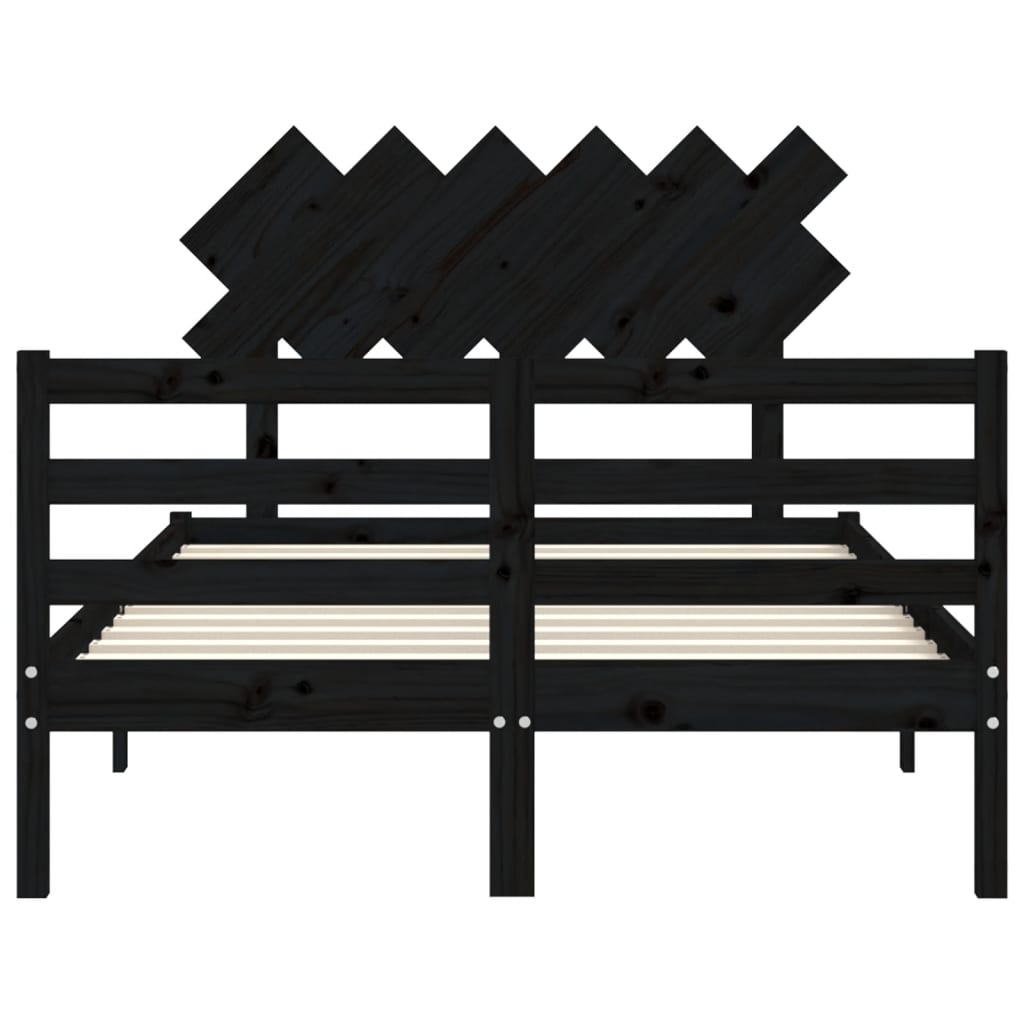 Bed Frame without Mattress Black 135x190 cm Solid Wood