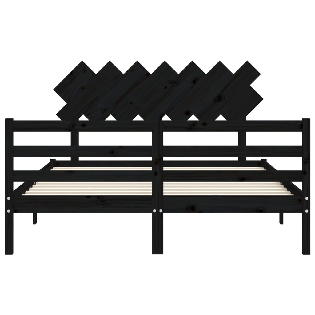 Bed Frame without Mattress Black 150x200 cm Solid Wood