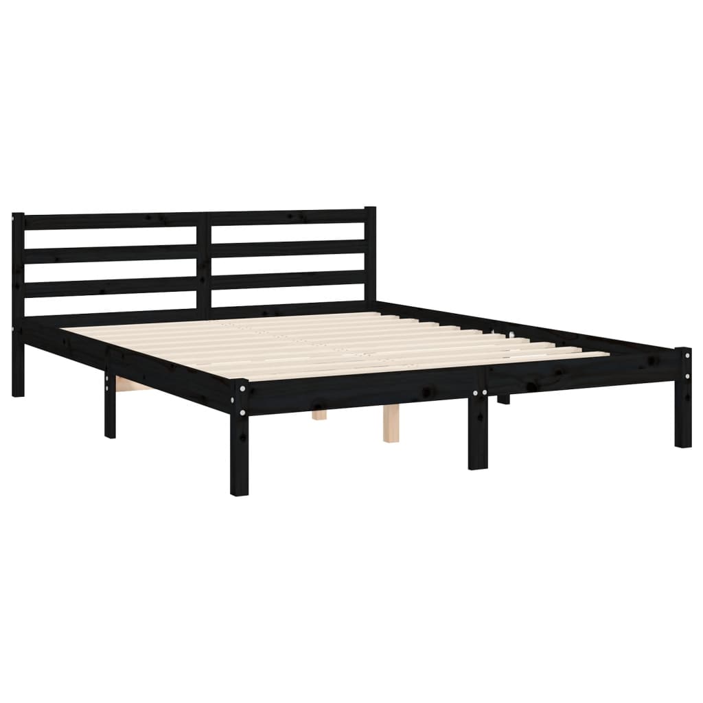 Bed Frame without Mattress Black 150x200 cm Solid Wood
