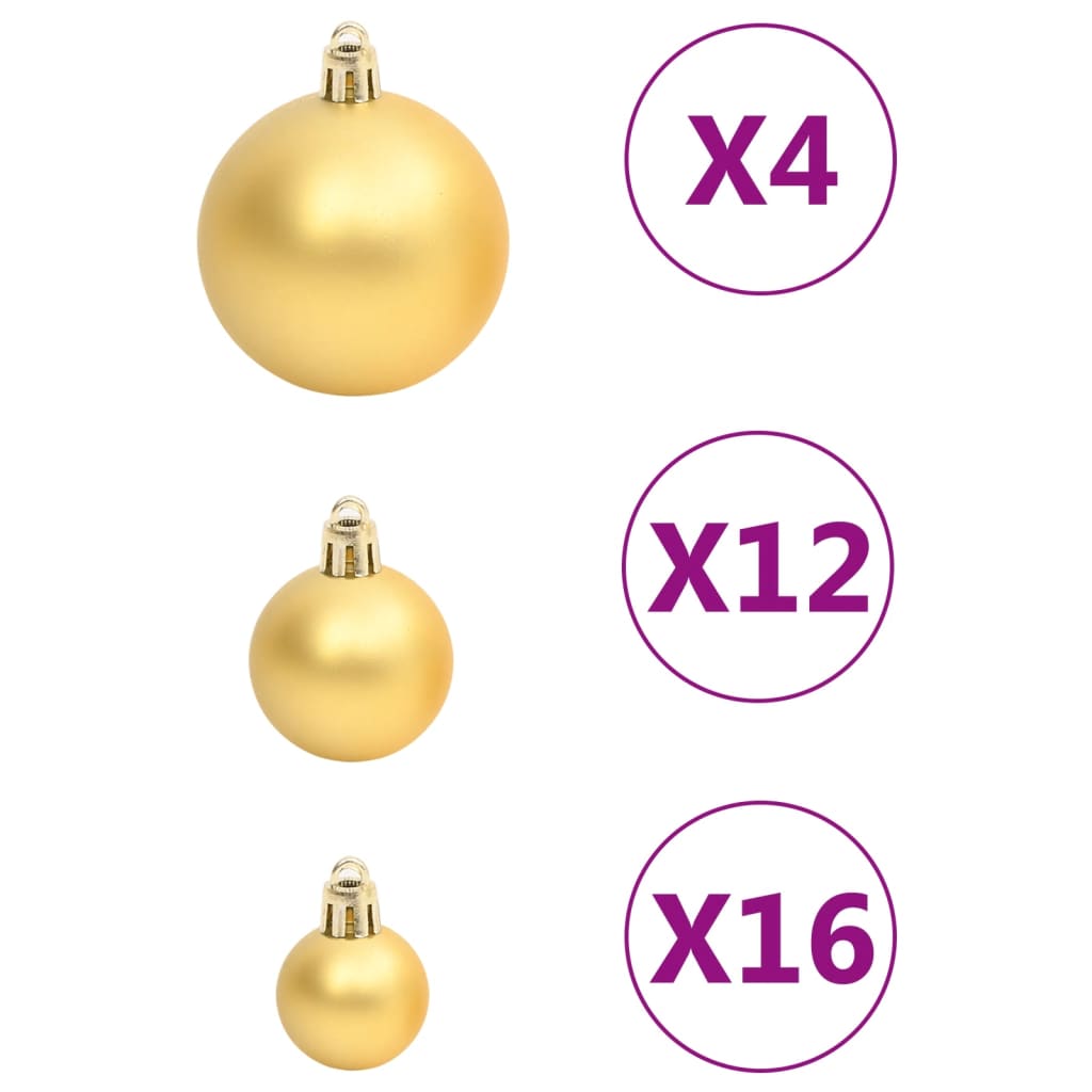 111 Piece Christmas Bauble Set Gold Polystyrene