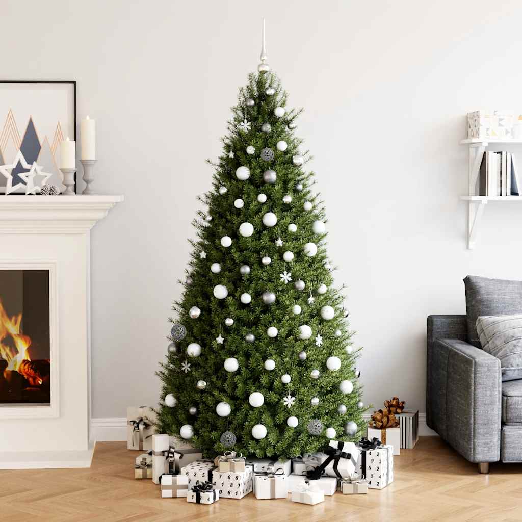 111 Piece Christmas Bauble Set White and Grey Polystyrene