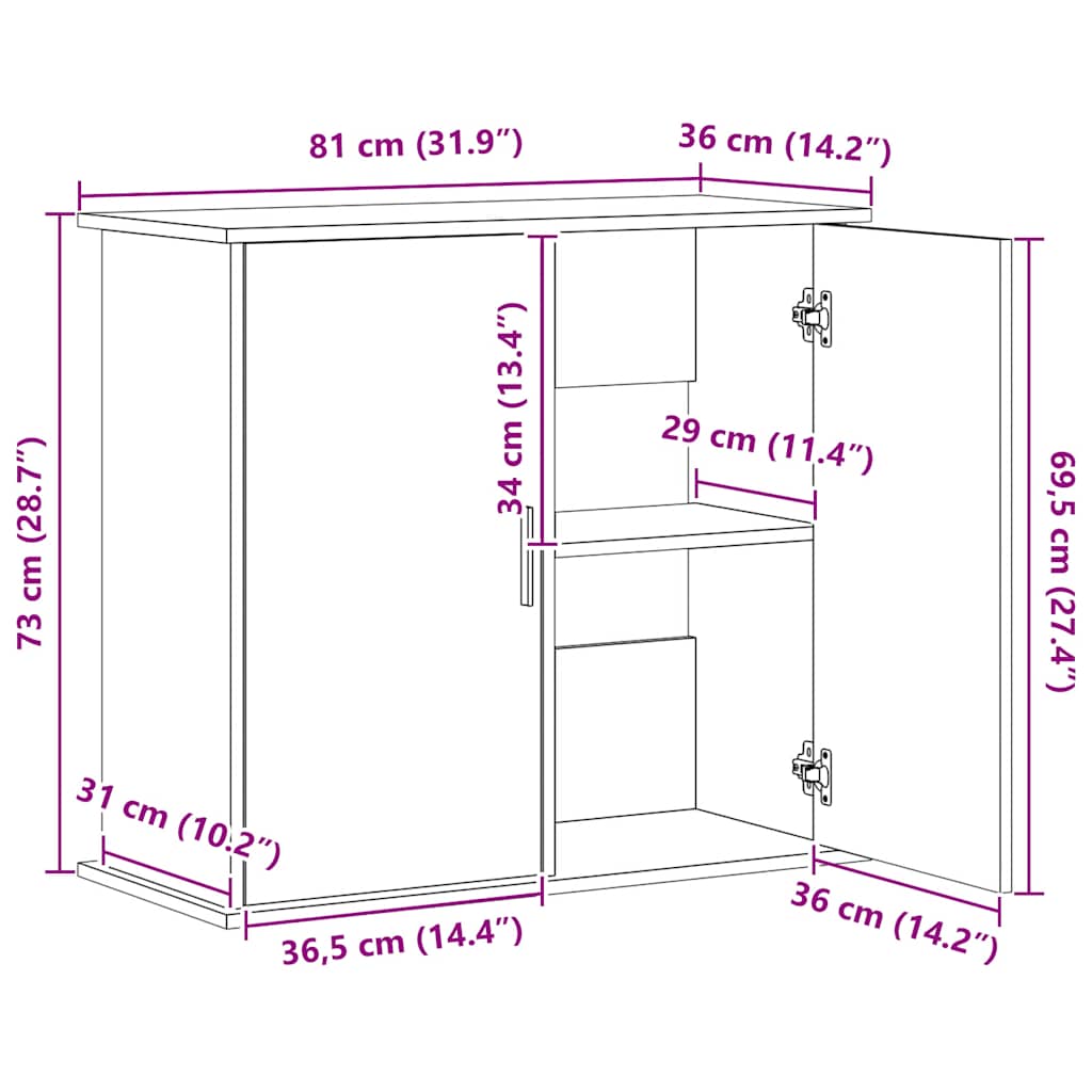 Aquarium Stand Concrete Grey 81x36x73 cm Engineered Wood