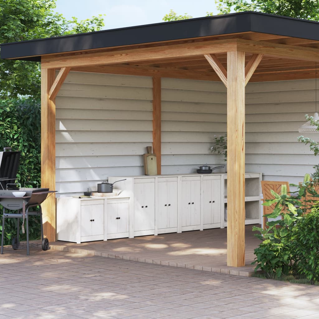 Outdoor Kitchen Cabinets MEPPEL 3 pcs White Solid Wood Pine