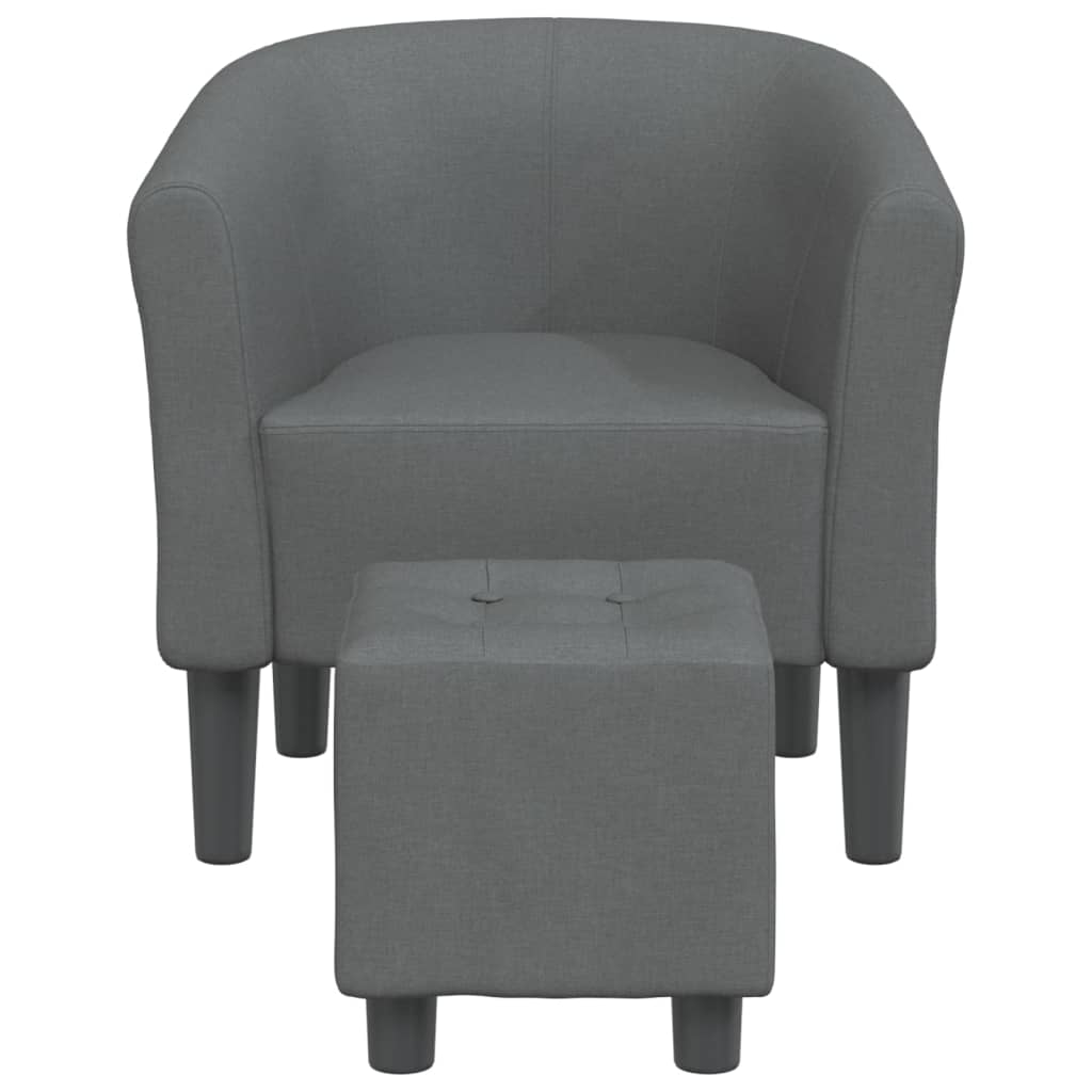 Tub Chair with Footstool Dark Grey Fabric