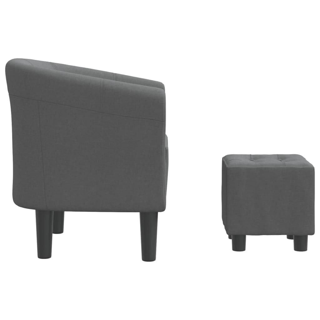 Tub Chair with Footstool Dark Grey Fabric