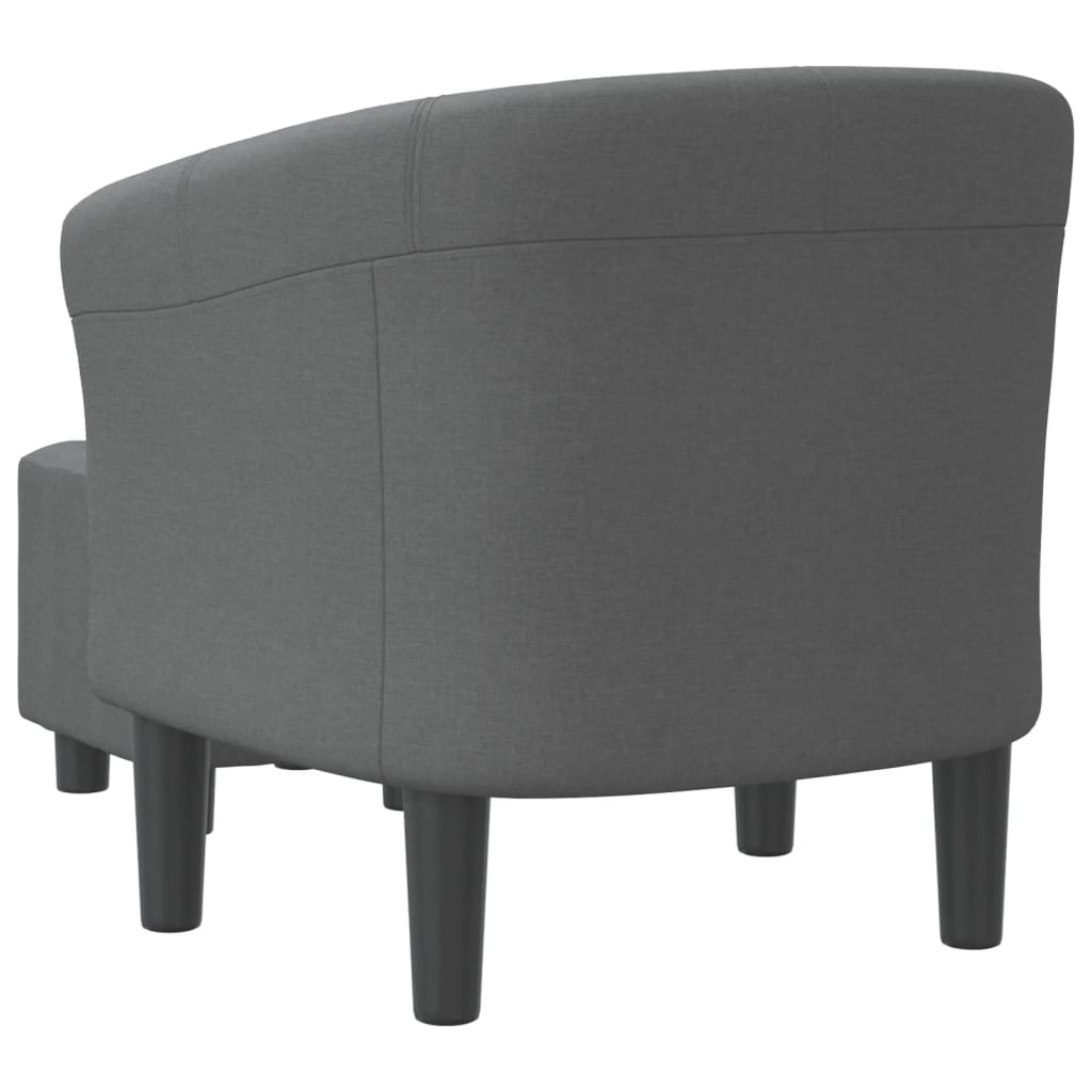 Tub Chair with Footstool Dark Grey Fabric