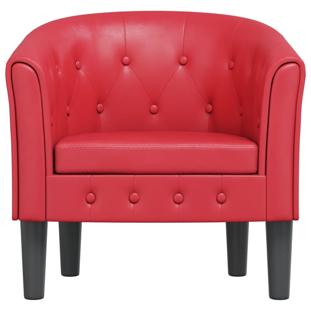 Tub Chair Red Faux Leather