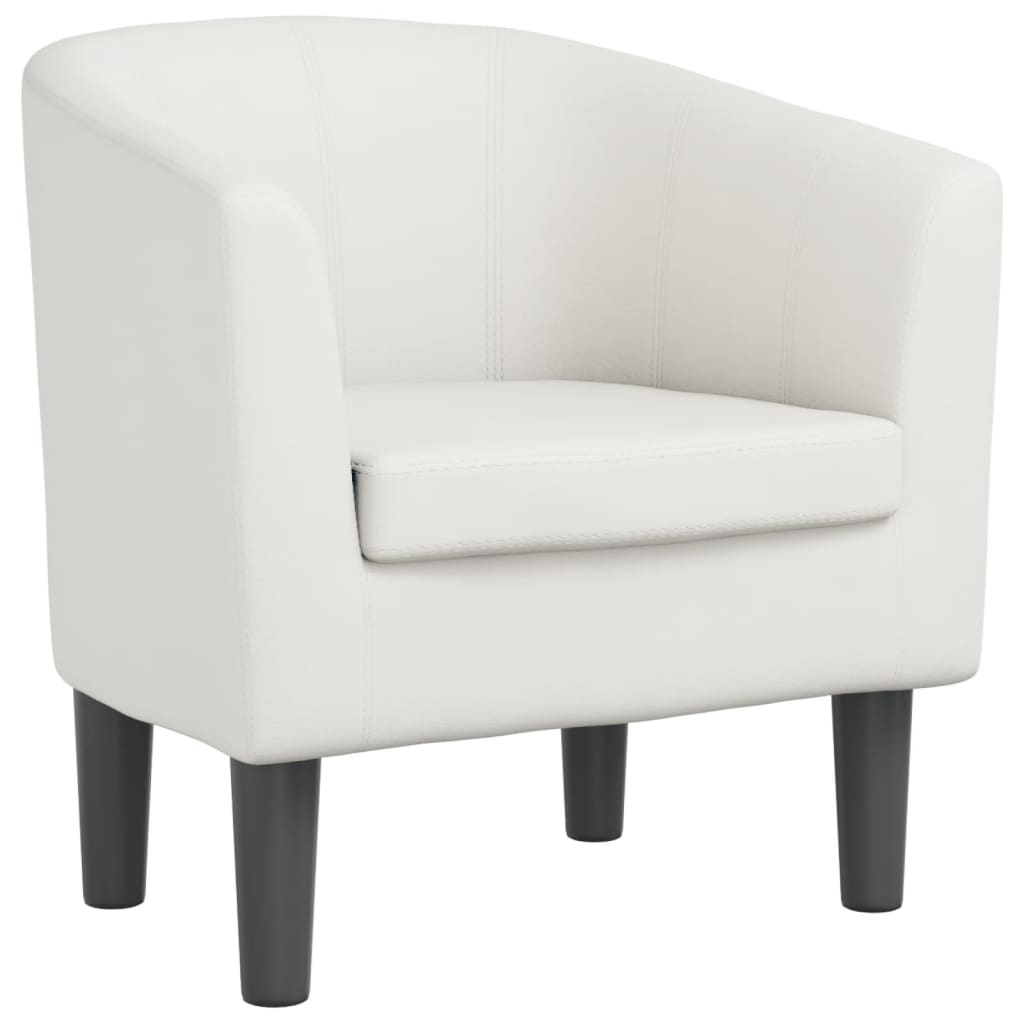 Tub Chair White Faux Leather