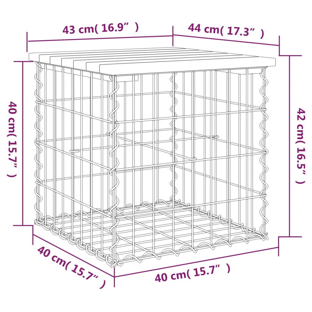 Garden Bench Gabion Design 43x44x42 cm Impregnated Wood Pine