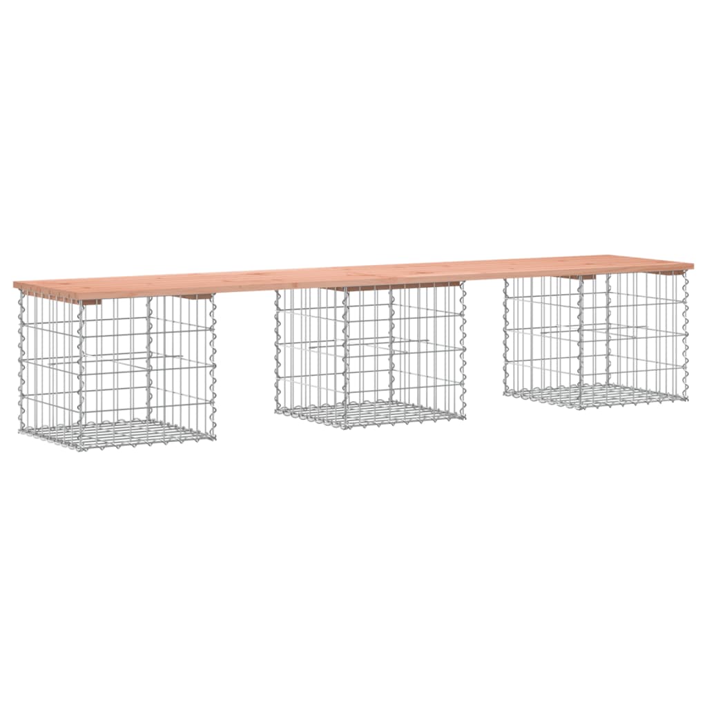 Garden Bench Gabion Design 203x44x42 cm Solid Wood Douglas