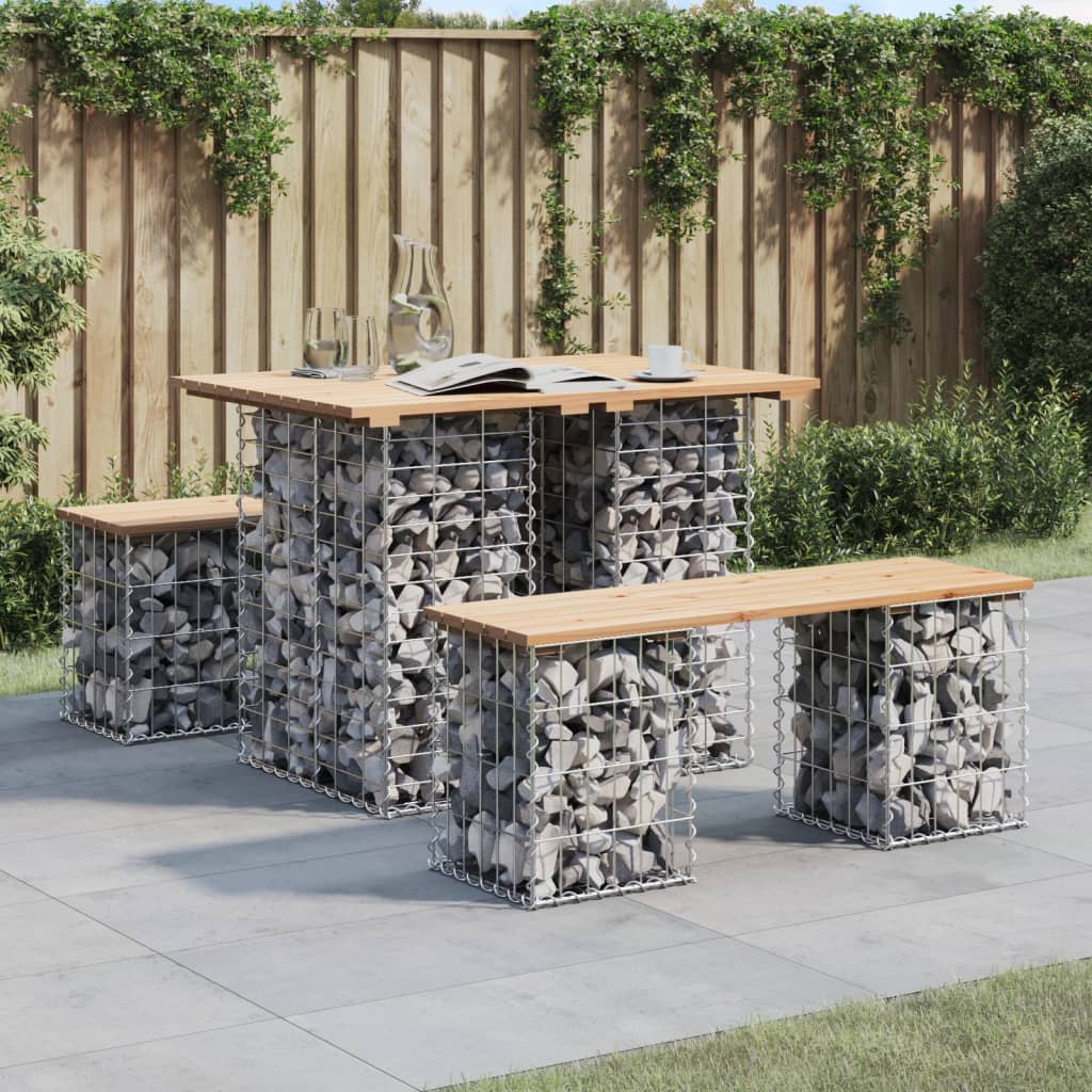 Garden Table Gabion Design 100x70x72 cm Solid Wood Pine