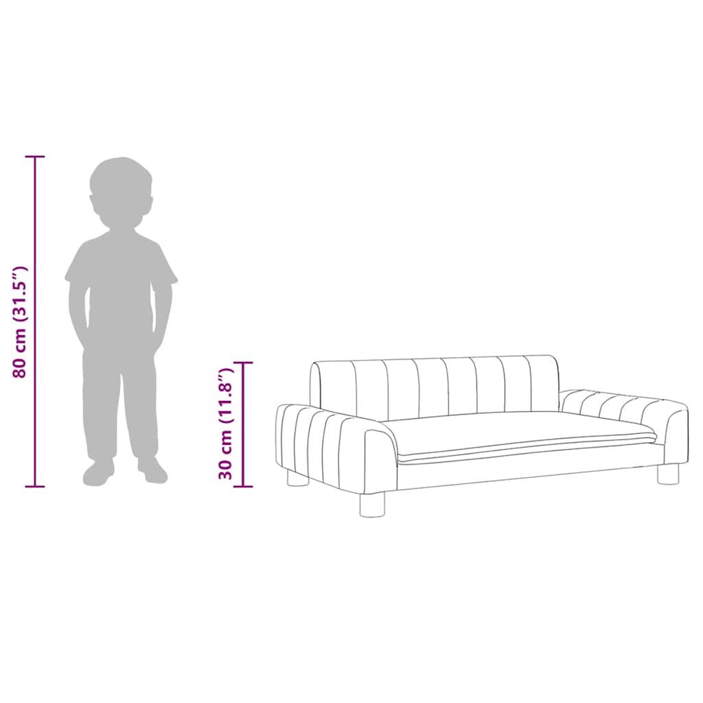 Kids Sofa Light Grey 90x53x30 cm Fabric