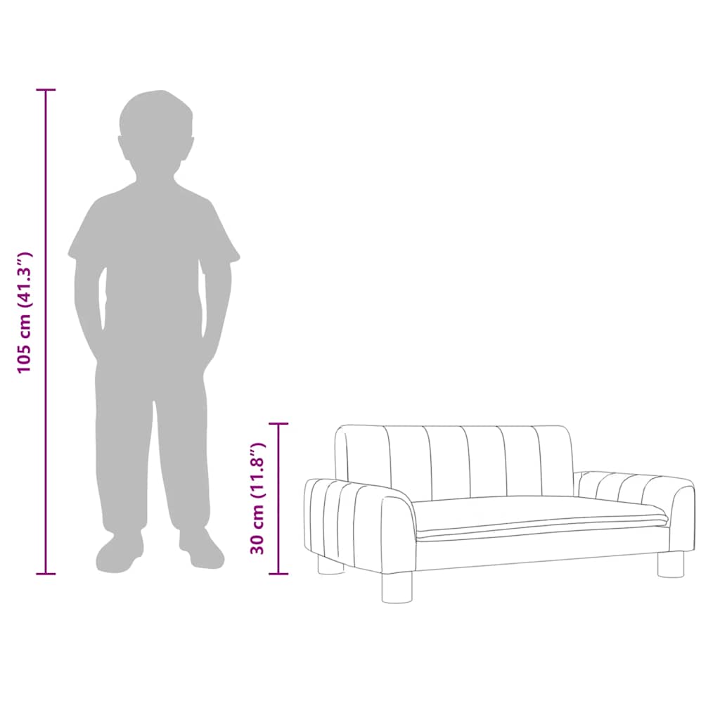 Kids Sofa Light Grey 70x45x30 cm Fabric