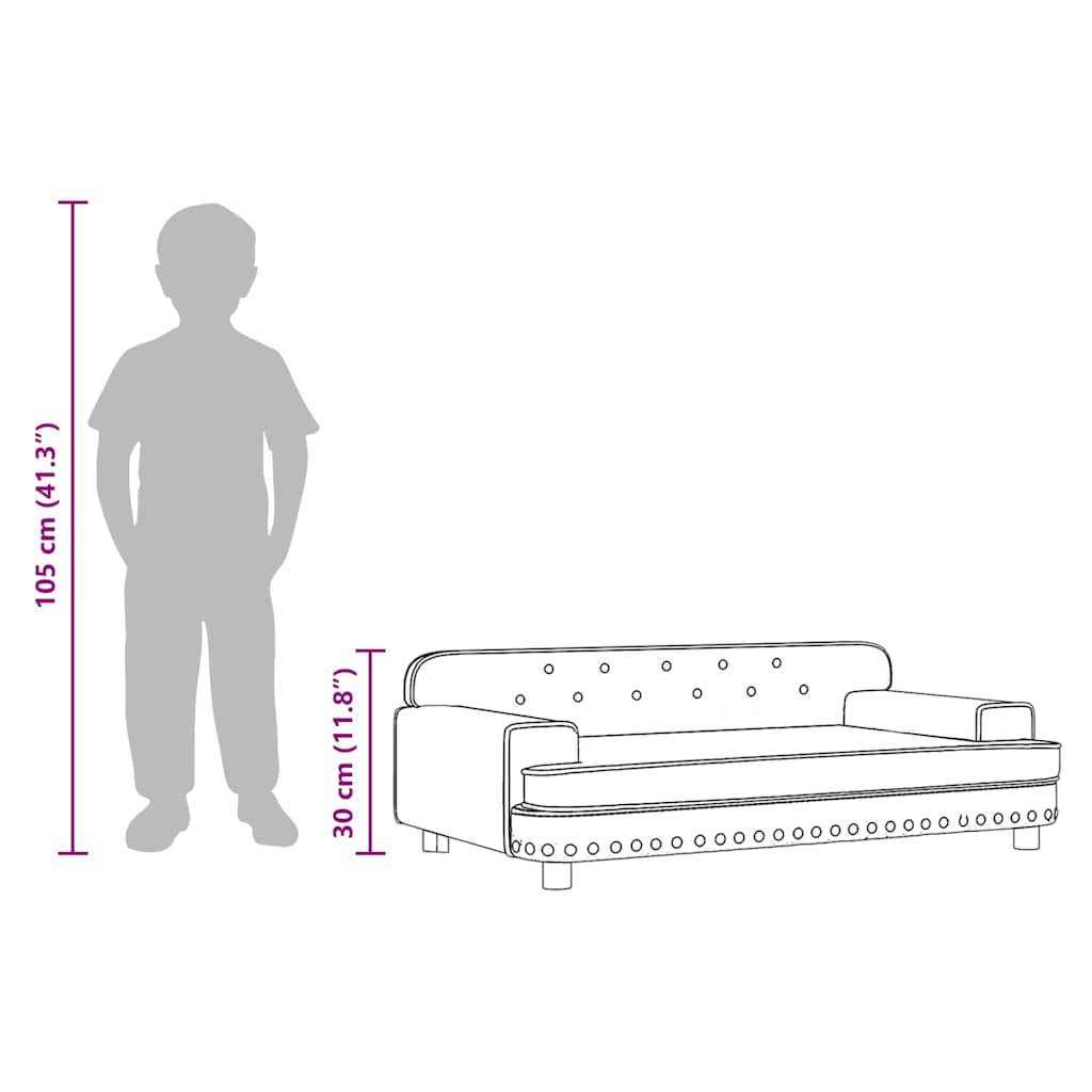 Kids Sofa Light Grey 90x53x30 cm Velvet