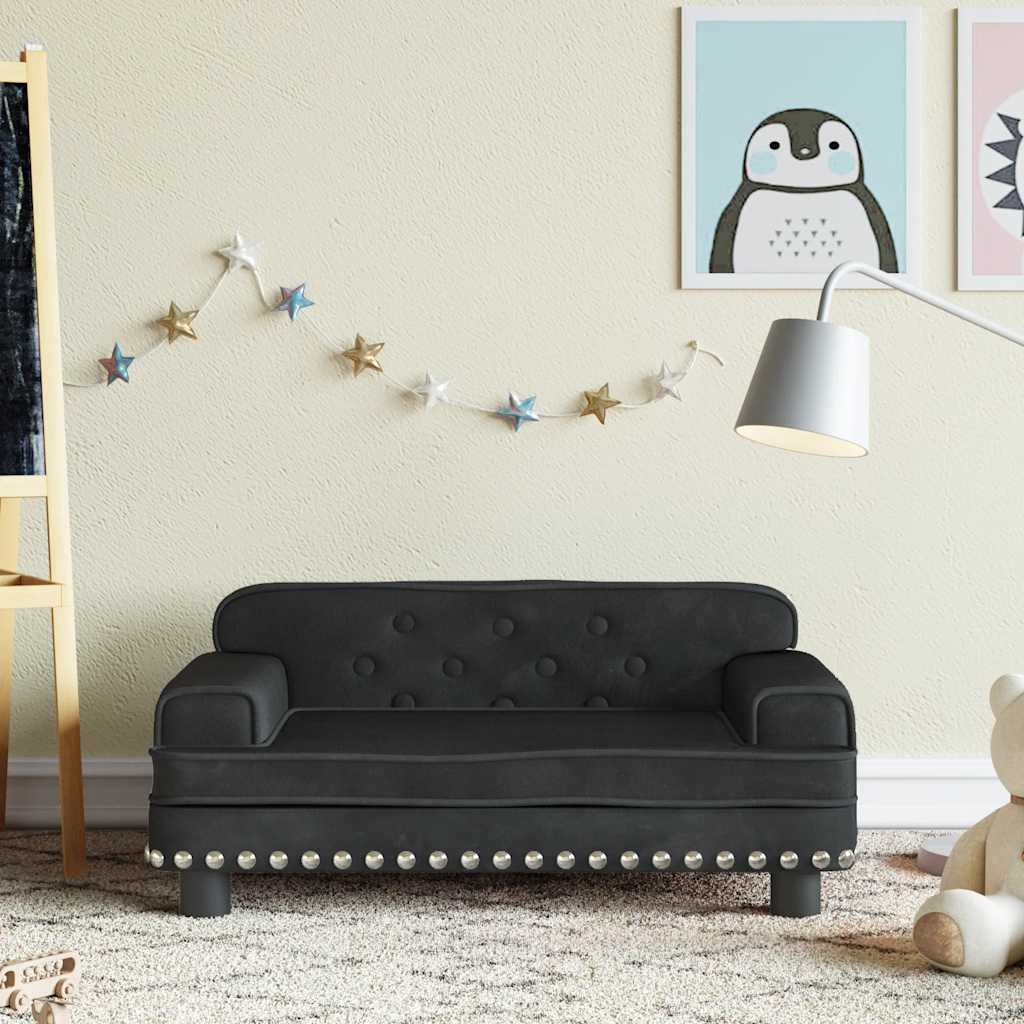 Kids Sofa Black 70x45x30 cm Velvet