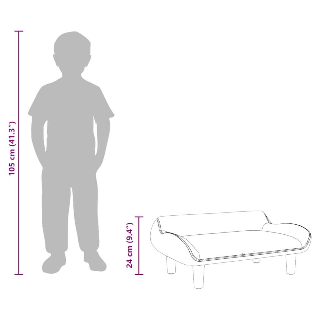 Kids Sofa Light Grey 70x40x24 cm Fabric