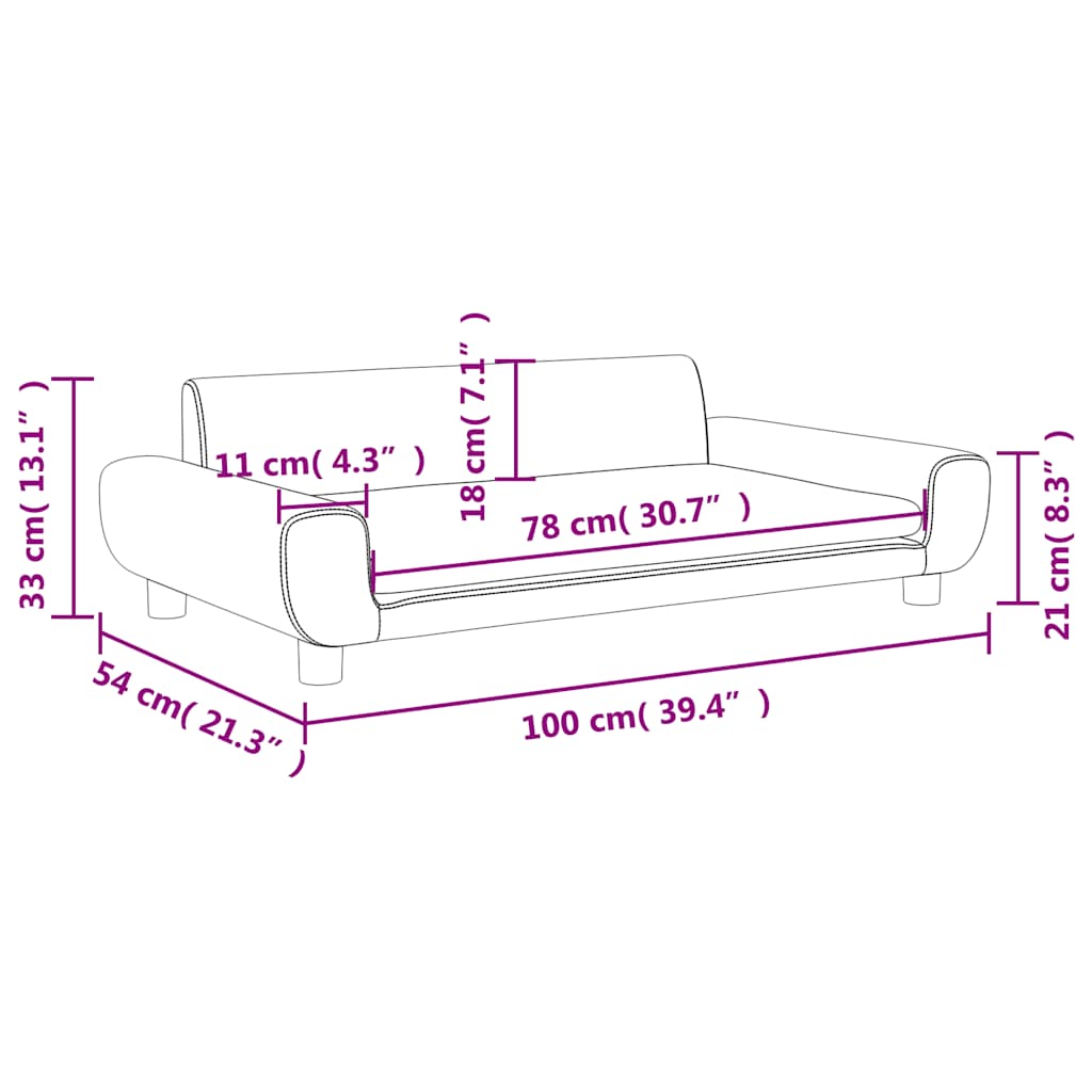 Kids Sofa Light Grey 100x54x33 cm Velvet