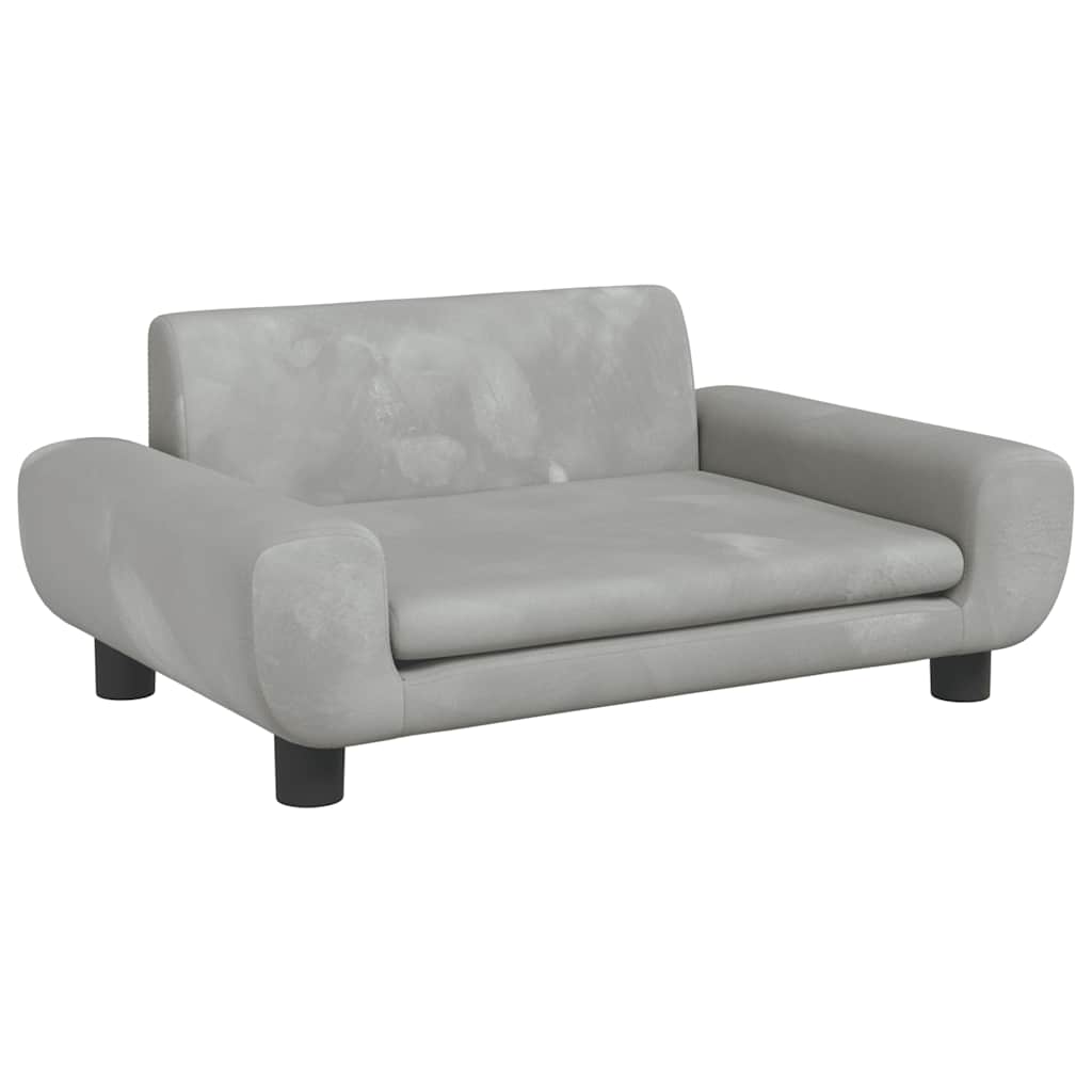 Kids Sofa Light Grey 70x45x33 cm Velvet