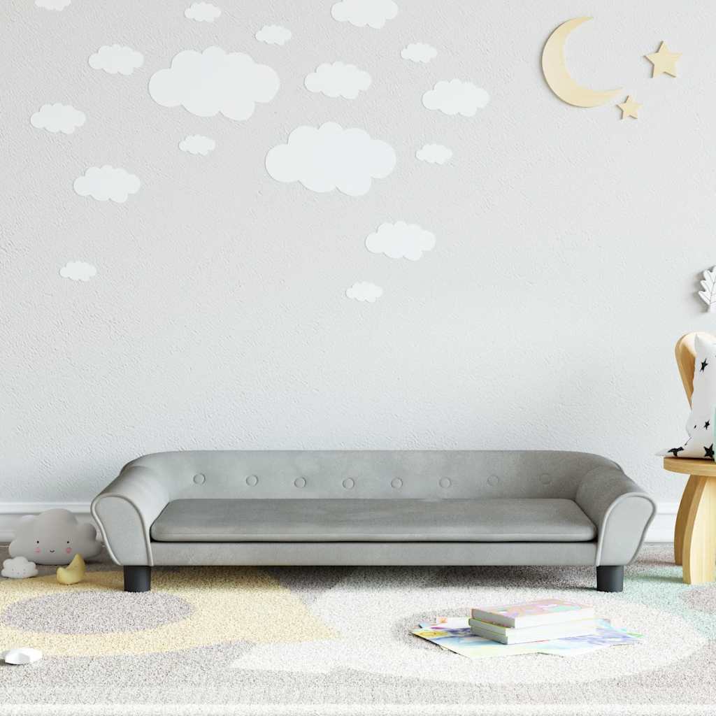 Kids Sofa Light Grey 100x50x26 cm Velvet