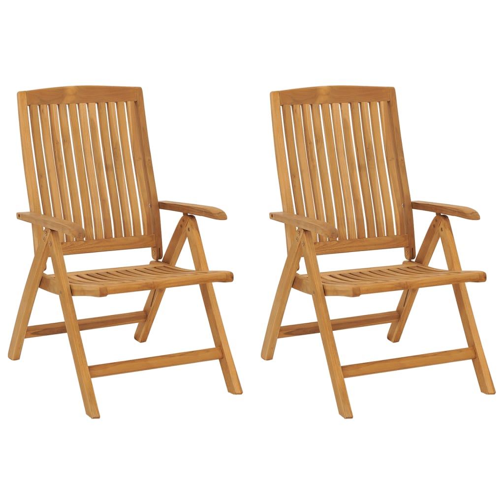 Reclining Folding Chairs with Cushions 2 pcs Solid Wood Teak