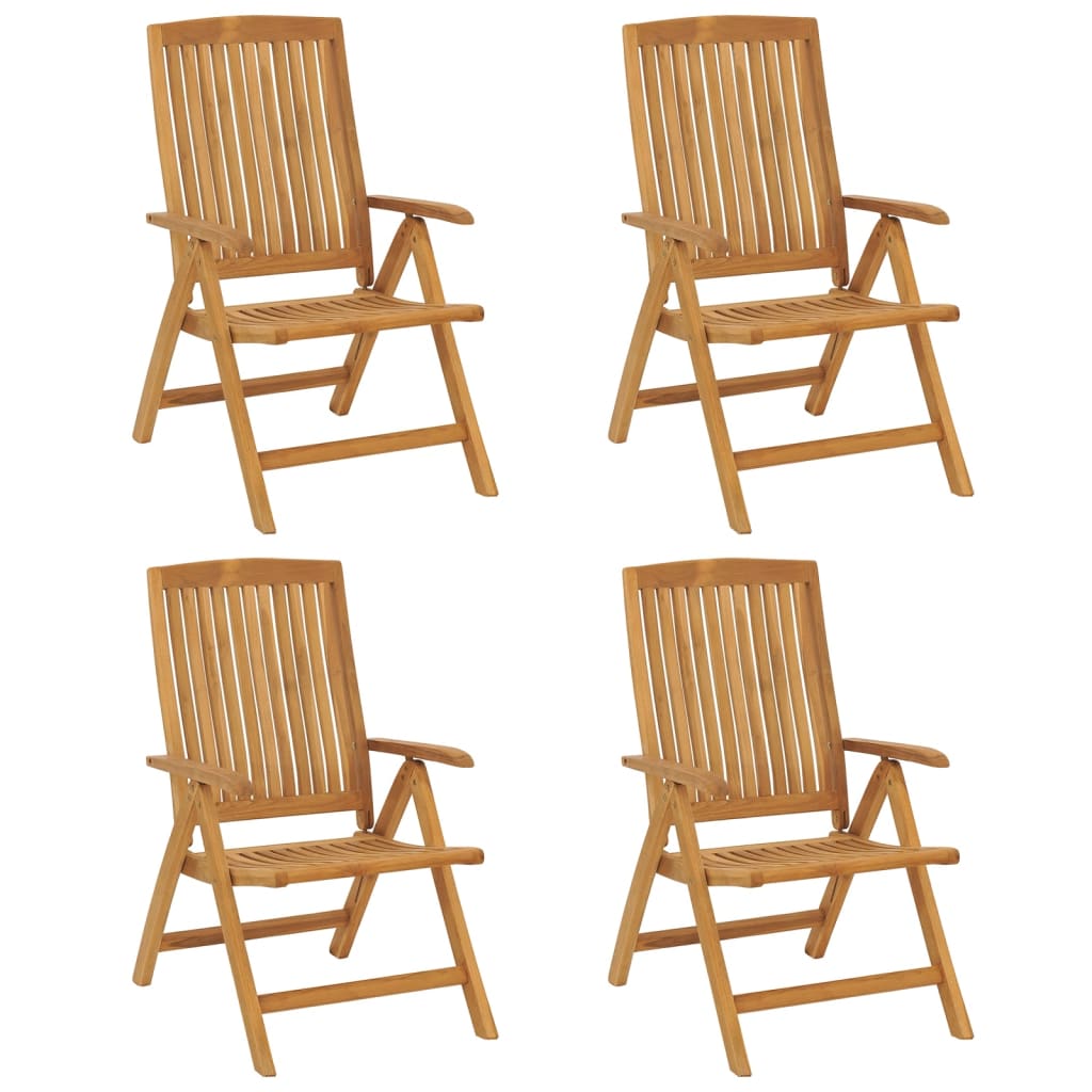 Reclining Garden Chairs with Cushions 4 pcs Solid Wood Teak