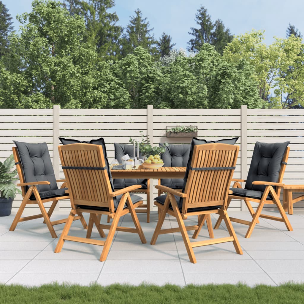 Reclining Garden Chairs with Cushions 6 pcs Solid Wood Teak