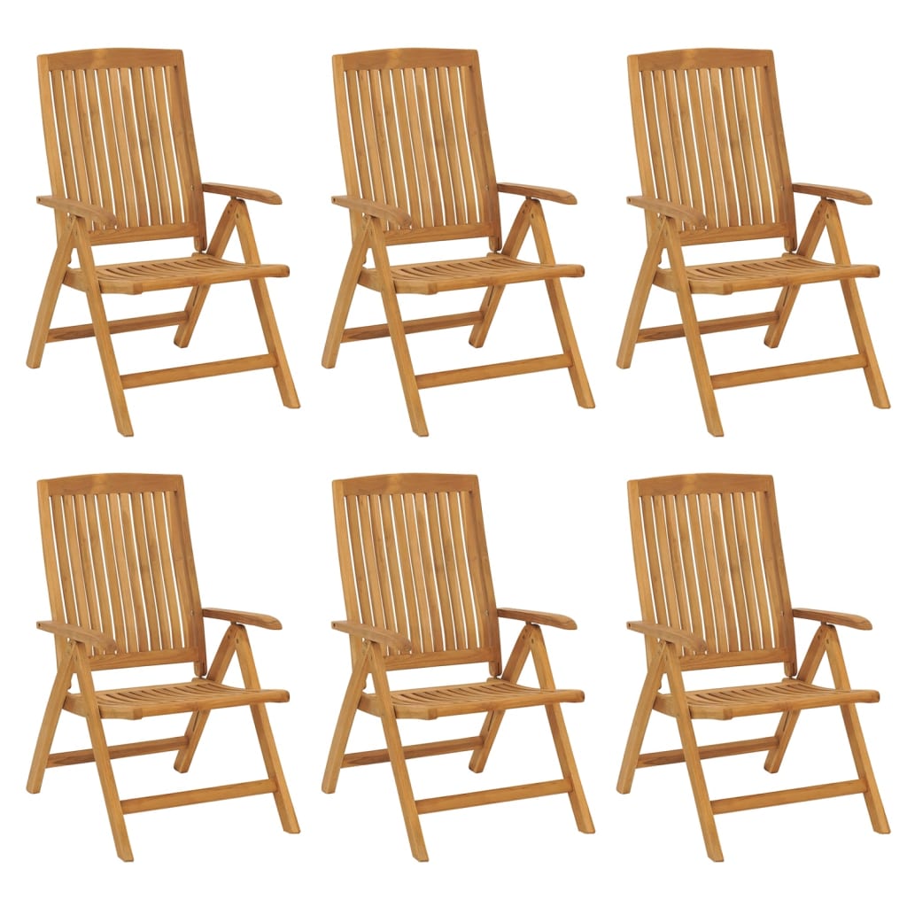 Reclining Folding Chairs with Cushions 6 pcs Solid Wood Teak