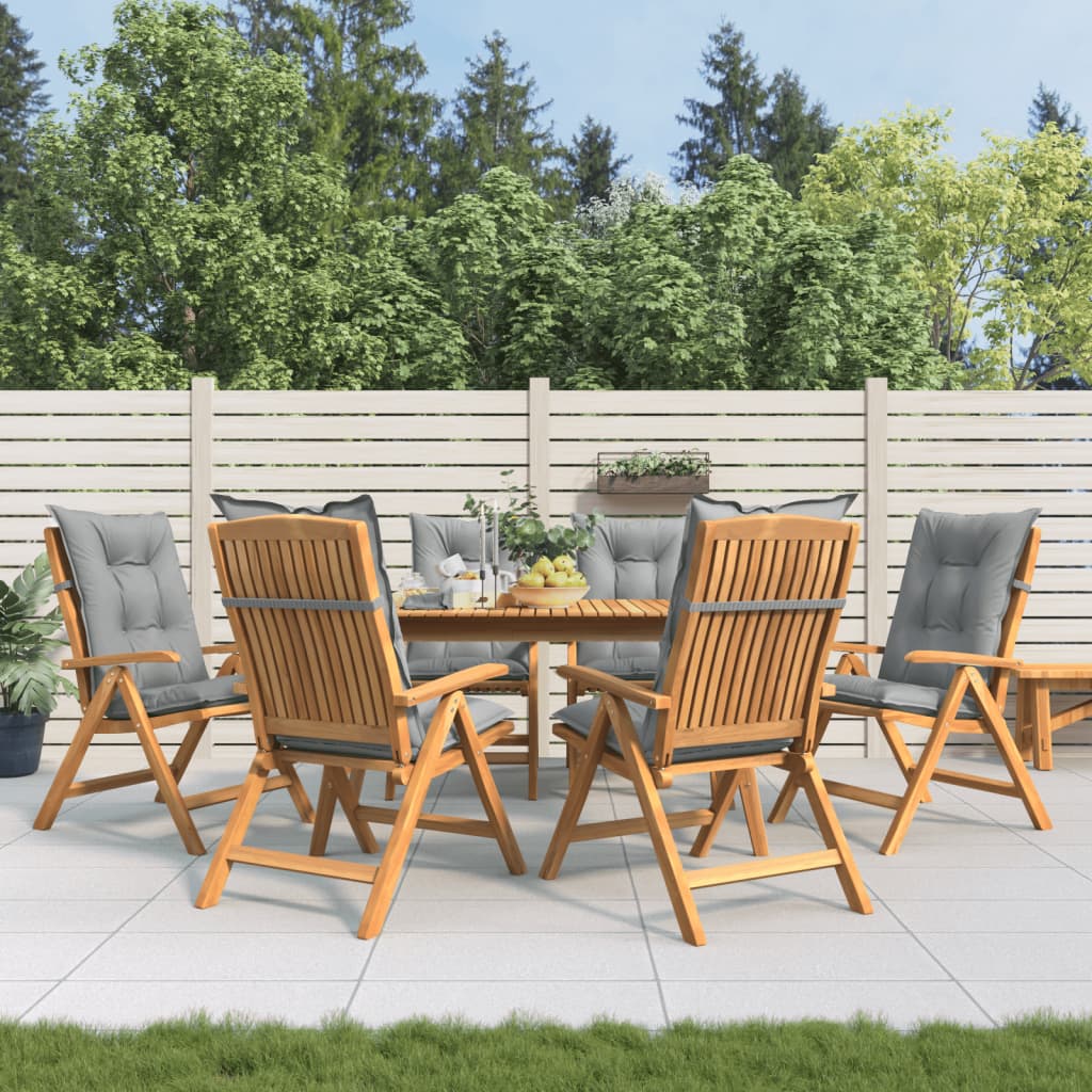 Reclining Folding Chairs with Cushions 6 pcs Solid Wood Teak