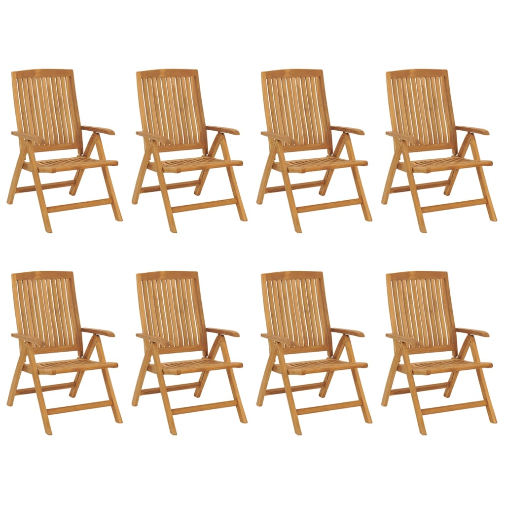 Reclining Folding Chairs with Cushions 8 pcs Solid Wood Teak