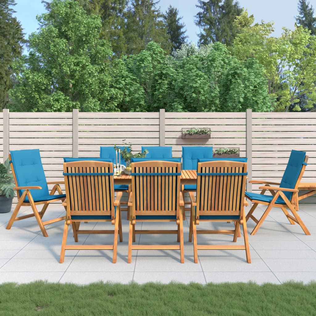 Reclining Folding Chairs with Cushions 8 pcs Solid Wood Teak