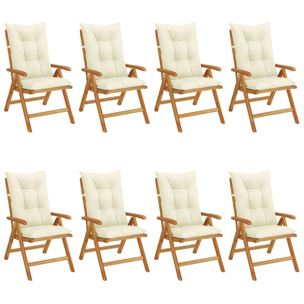 Reclining Garden Chairs with Cushions 8 pcs Solid Wood Teak