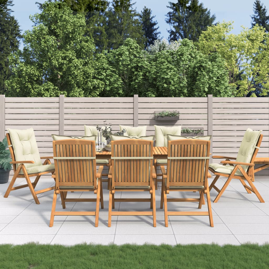 Reclining Garden Chairs with Cushions 8 pcs Solid Wood Teak